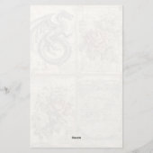 ドラゴンと中世風デザイン 便箋 (裏面)