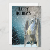 ドラゴンと冬の雪景色 幸せなホリデーシーズン シーズンカード (正面/裏面)
