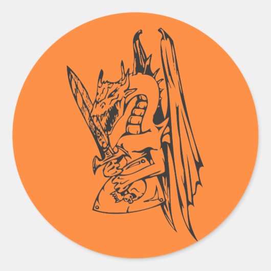 ドラゴンと剣 ラウンドシール (正面)