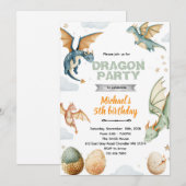 ドラゴンと卵の誕生日招待状 招待状 (正面/裏面)