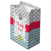 ドラゴンと城の誕生日パーティーありがとう ミディアムペーパーバッグ (正面アングル)