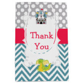 ドラゴンと城の誕生日パーティーありがとう ミディアムペーパーバッグ (正面)