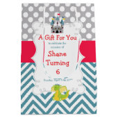 ドラゴンと城の誕生日パーティーありがとう ミディアムペーパーバッグ (裏面)