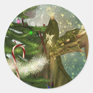 ドラゴンと妖精のクリスマス ラウンドシール