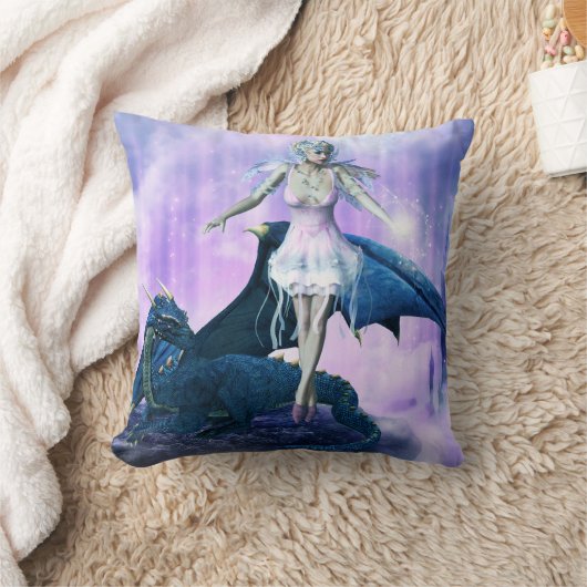 ドラゴンと妖精 クッション (ブランケット)