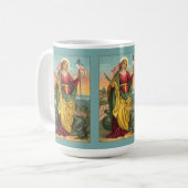 ドラゴンと復活バナー付き聖マーガレット コーヒーマグカップ (正面左)