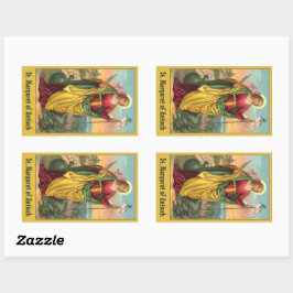 ドラゴンと復活バナー付き聖マーガレット 長方形シール