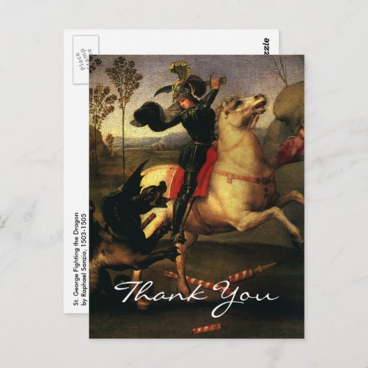 ドラゴンと戦うラファエルの聖ジョージ ポストカード (正面/裏面)