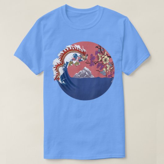 ドラゴンと日本の風景 Tシャツ (デザイン正面)