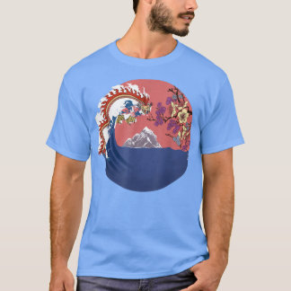 ドラゴンと日本の風景 Tシャツ
