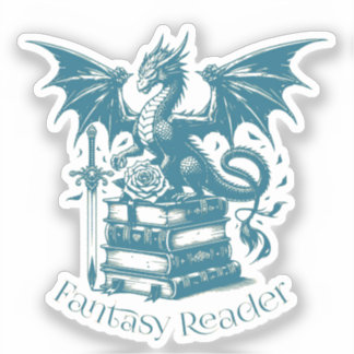 ドラゴンと書籍のファンタジーリーダー シール