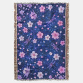 ドラゴンと桜の花の夢のような夜 スローブランケット (正面縦)