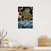 ドラゴンと波I ポスター (キッチン)