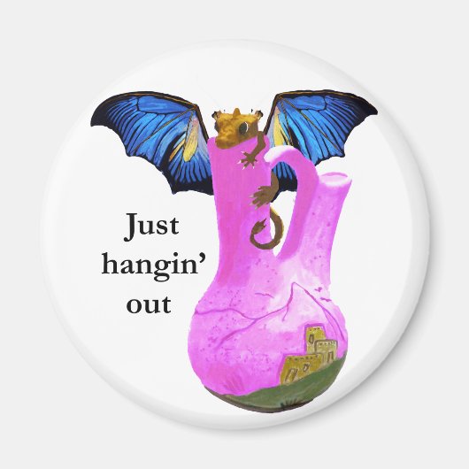 ドラゴンと花瓶 マグネット (正面)