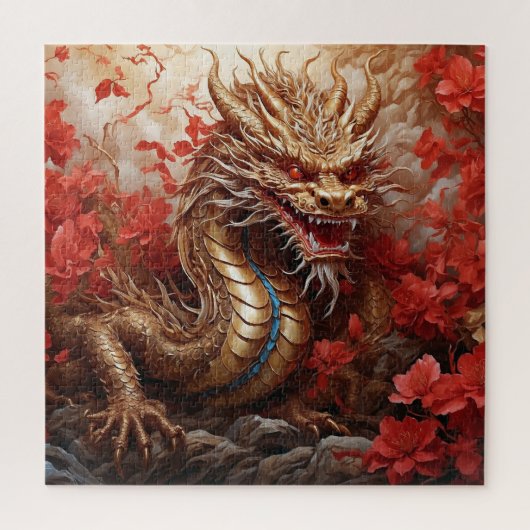 ドラゴンと花 ジグソーパズル (縦)