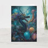 ドラゴンと誕生日風船 カード (正面)