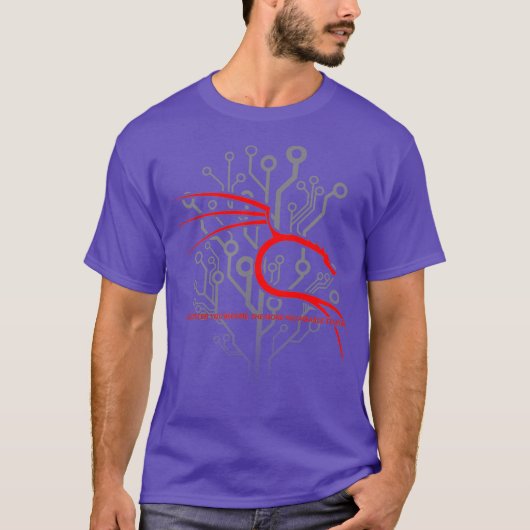 ドラゴンと赤を基調とした Kali Linux のデザインをさかのぼって Tシャツ (正面)