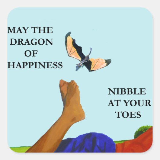 ドラゴンと足指 スクエアシール (正面)