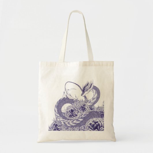 ドラゴンと遊牡丹トートバッグで作った「At」Dragon and Peony Tote Bag トートバッグ (正面)