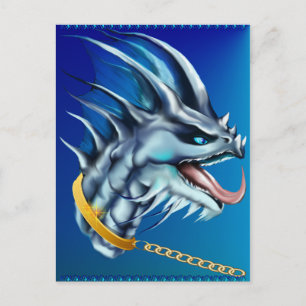 ドラゴンと金ゴールドチェーンポストカード ポストカード