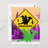 ドラゴンにかわいい漫画ドラゴンにサイン ポストカード (正面/裏面)