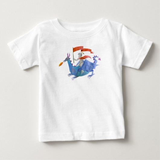 ドラゴンにまたがる騎士の子供用Tシャツ ベビーTシャツ (正面)