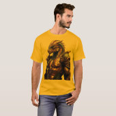 ドラゴンにインスパイアされた模様の幾何学的な部族ライオン Tシャツ (正面フル)