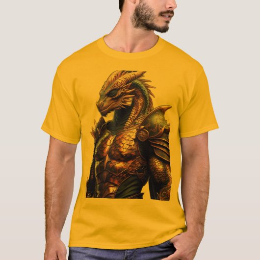 ドラゴンにインスパイアされた模様の幾何学的な部族ライオン Tシャツ (正面)