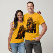 ドラゴンにインスパイアされた模様の幾何学的な部族ライオン Tシャツ (ユニセックス)
