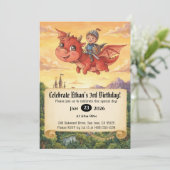 ドラゴンに乗った小さな騎士の誕生日招待状 招待状 (スタンド正面)