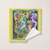 ドラゴンに詰め込まれたパーティー バスタオルセット (ウォッシュタオル)