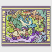 ドラゴンに詰め込まれたパーティー ラッピングペーパー (フラット)