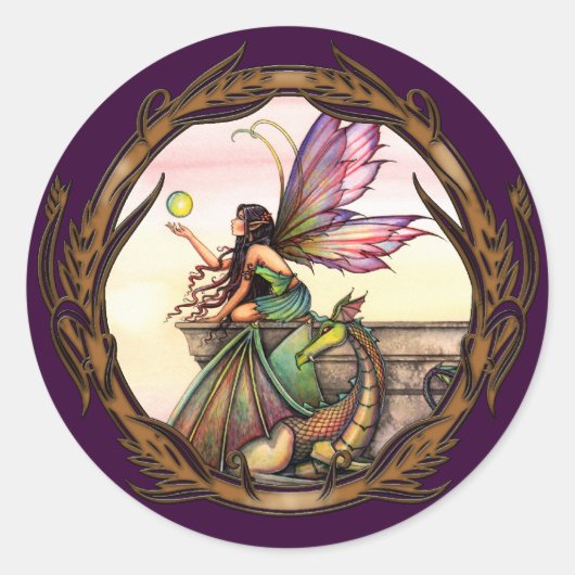 ドラゴンのオルブスフェアリーとドラゴンのファンシーステッカー ラウンドシール (正面)