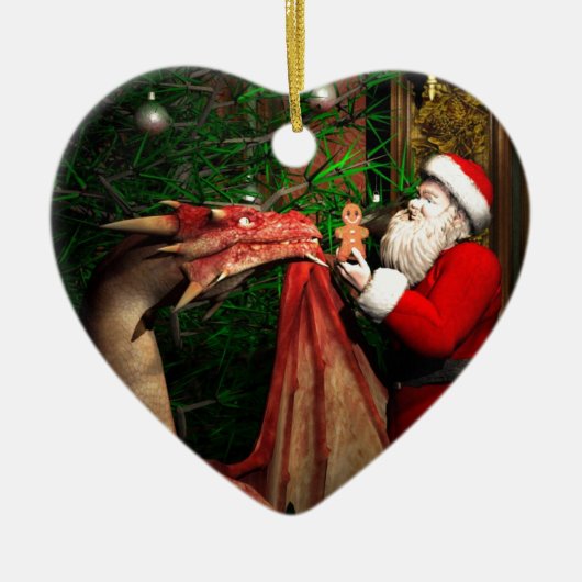 ドラゴンのクリスマス セラミックオーナメント (正面)