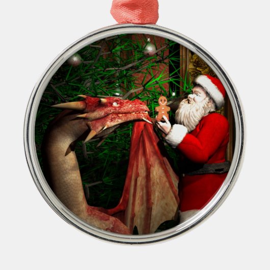 ドラゴンのクリスマス メタルオーナメント (正面)