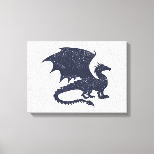 ドラゴンのシルエット – 背景色を選択 キャンバスプリント (正面)