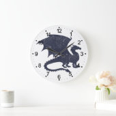 ドラゴンのシルエット-背景色を選択 ラージ壁時計 (ホーム)