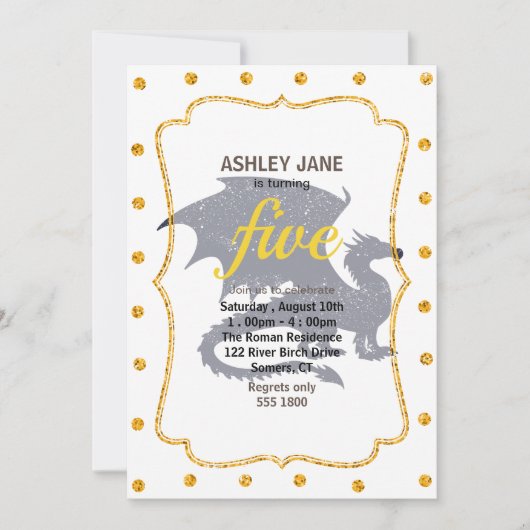 ドラゴンのシルエット-背景色を選択 招待状 (正面)