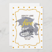 ドラゴンのシルエット-背景色を選択 招待状 (正面/裏面)