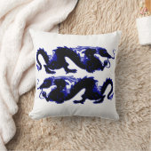 ドラゴンのドラゴンの黒および青 クッション (ブランケット)