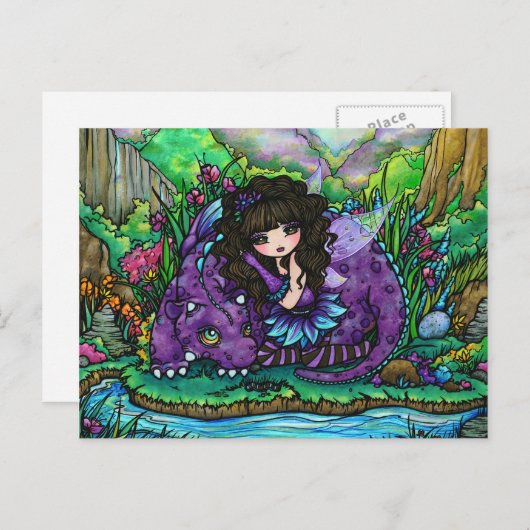 ドラゴンのハナリン著作の妖精のファンタジーの芸術の郵便はがき ポストカード (正面/裏面)