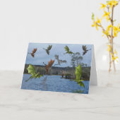 ドラゴンのバースデー・カードの呼出し カード (黄色い花)