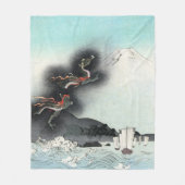 ドラゴンのフューリー海の戦い – 日本山富士 フリースブランケット (正面)