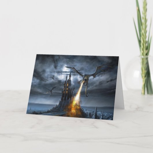 ドラゴンのフライト – 誕生日グリーティングカード カード (正面)