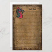 ドラゴンのブラウンのヴィンテージによって並べられる紙 便箋 (正面/裏面)