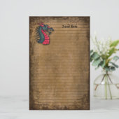 ドラゴンのブラウンのヴィンテージによって並べられる紙 便箋 (スタンド正面)