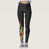 ドラゴンのボート-水しぶきが付いている金ゴールドのドラゴン レギンス (正面)