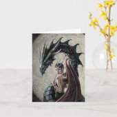 ドラゴンの主婦-メッセージカード カード (黄色い花)