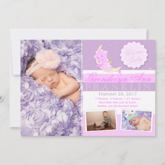 ドラゴンの写真の誕生の発表 案内状 (正面)