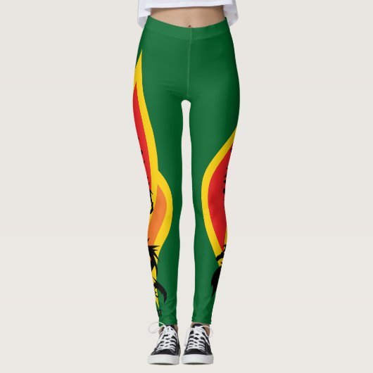 ドラゴンの剣の炎かわいい緑にスクリプトを追加 レギンス (正面)